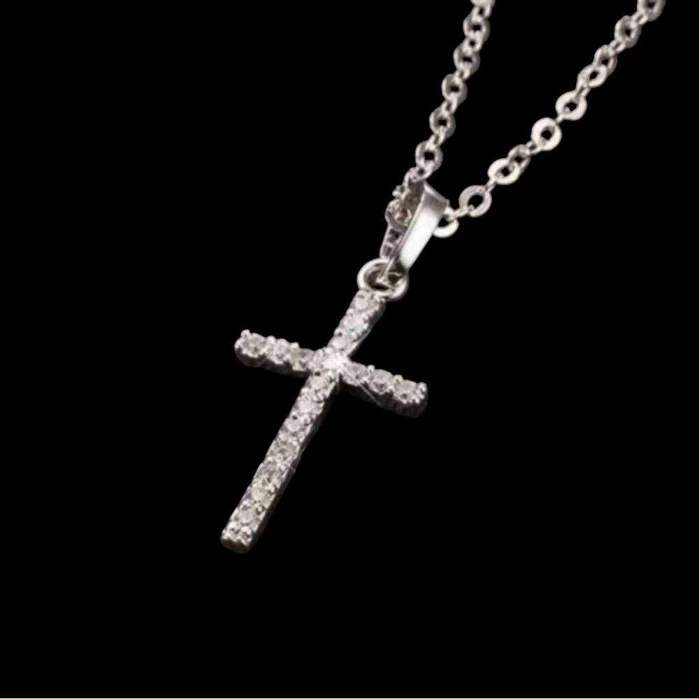Elegant Silver Cross Pendant‎ Necklace